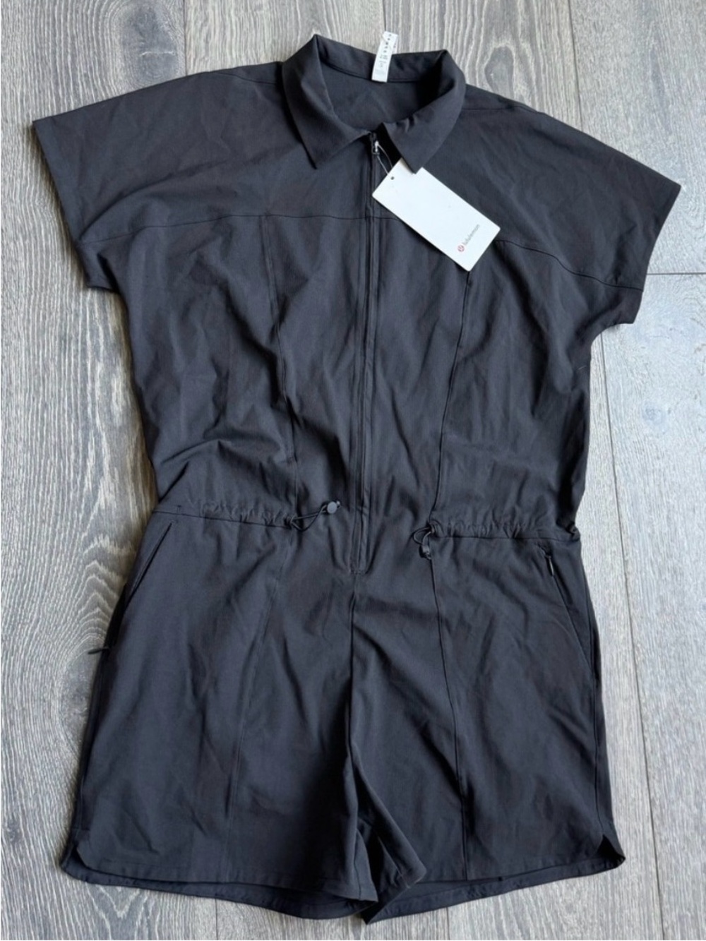 Lululemon Black Short Sleeve Zip Romper